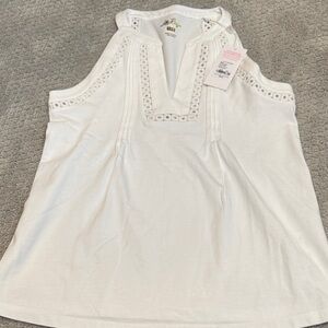 Lilly Pulitzer White Eyelet Trim Tank Top
